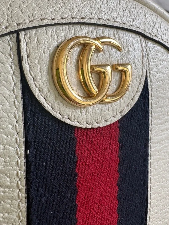 Gucci Textured Calfskin Web Mini Ophidia Round Backpack or Sling Bag - Picture 9 of 16